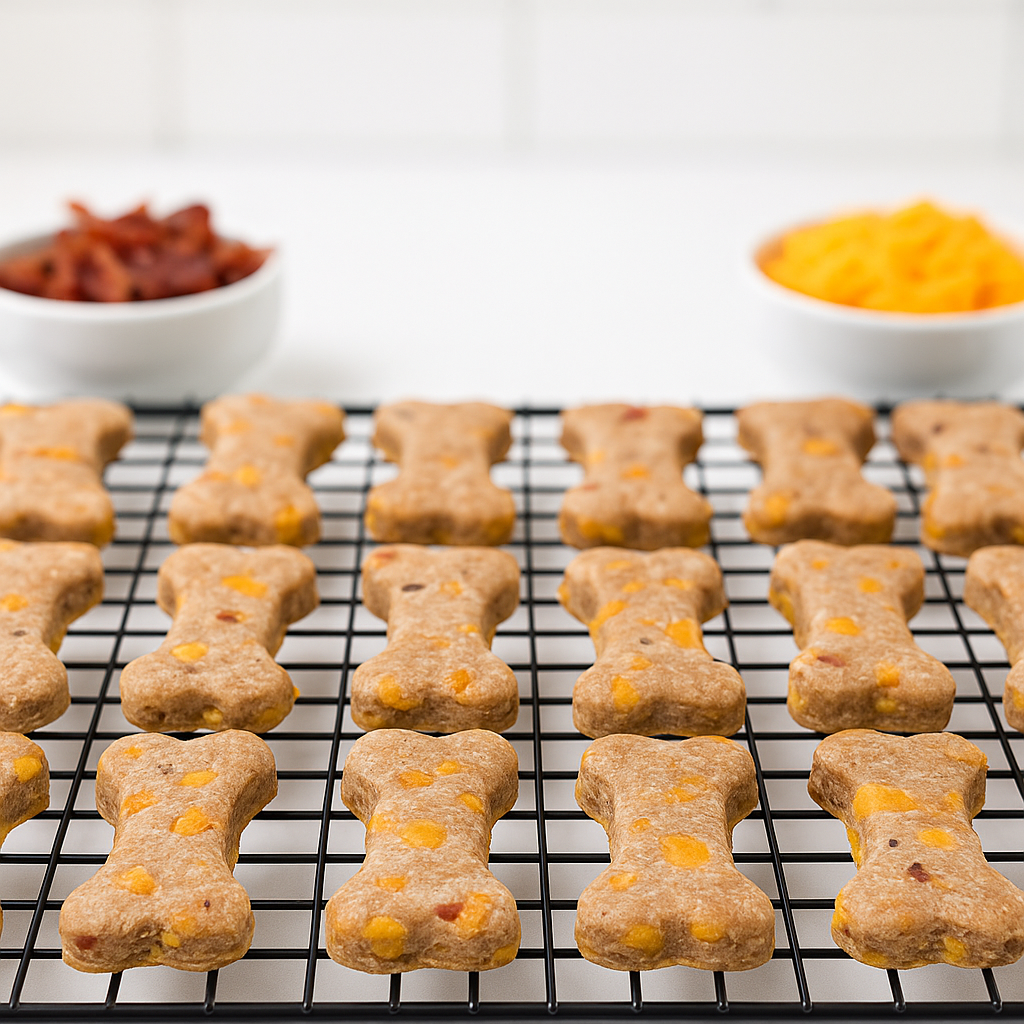 Bacon Cheddar Biscuits – Organic Handmade Dog Treats with Real