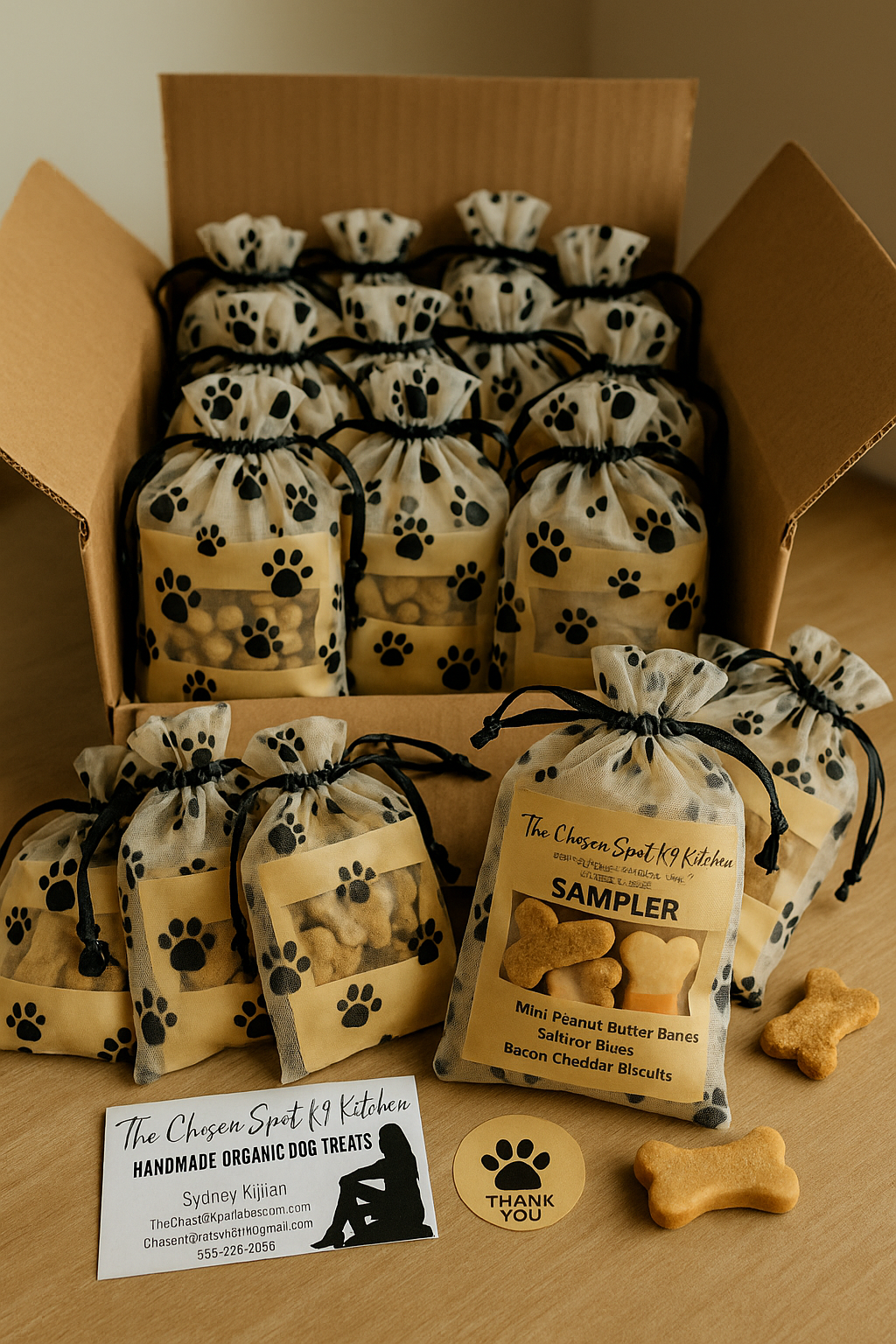 Bulk Organic Dog Treat Sampler Bags – Handmade Party Favors for Events & Giveaways🎁