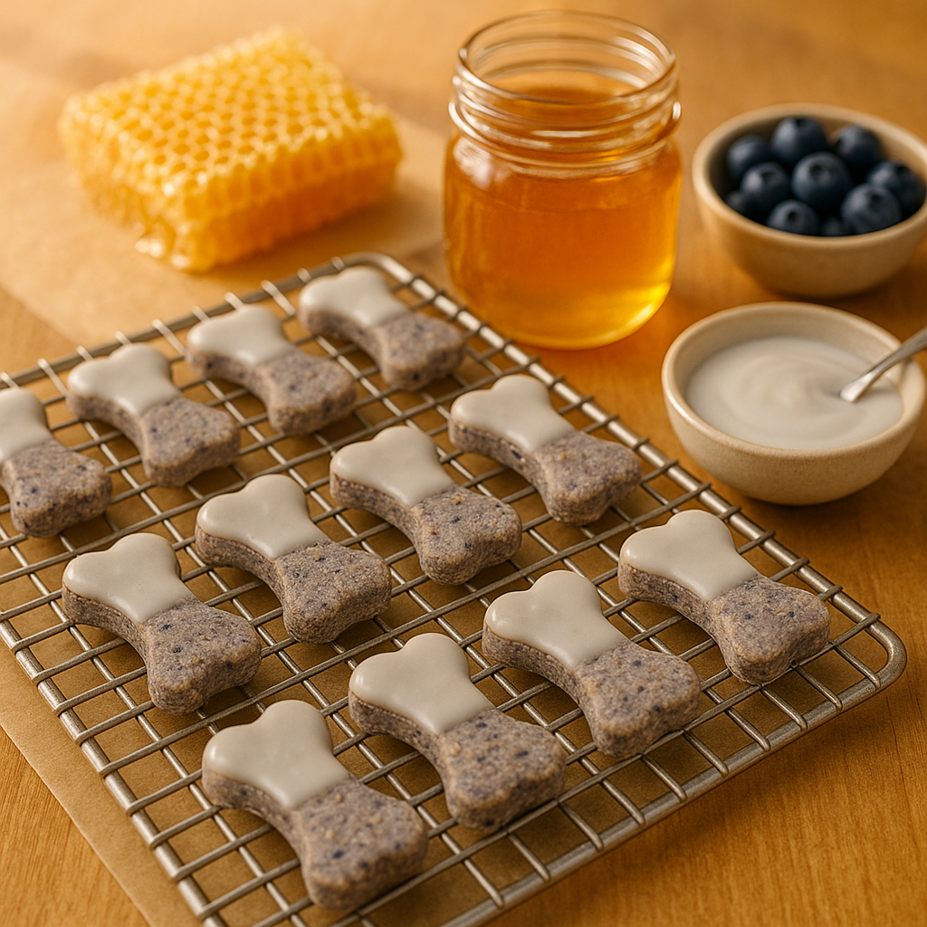 Glazed Blueberry + Oat Bones 🦴 Handmade Organic Gluten-Free Dog Treats