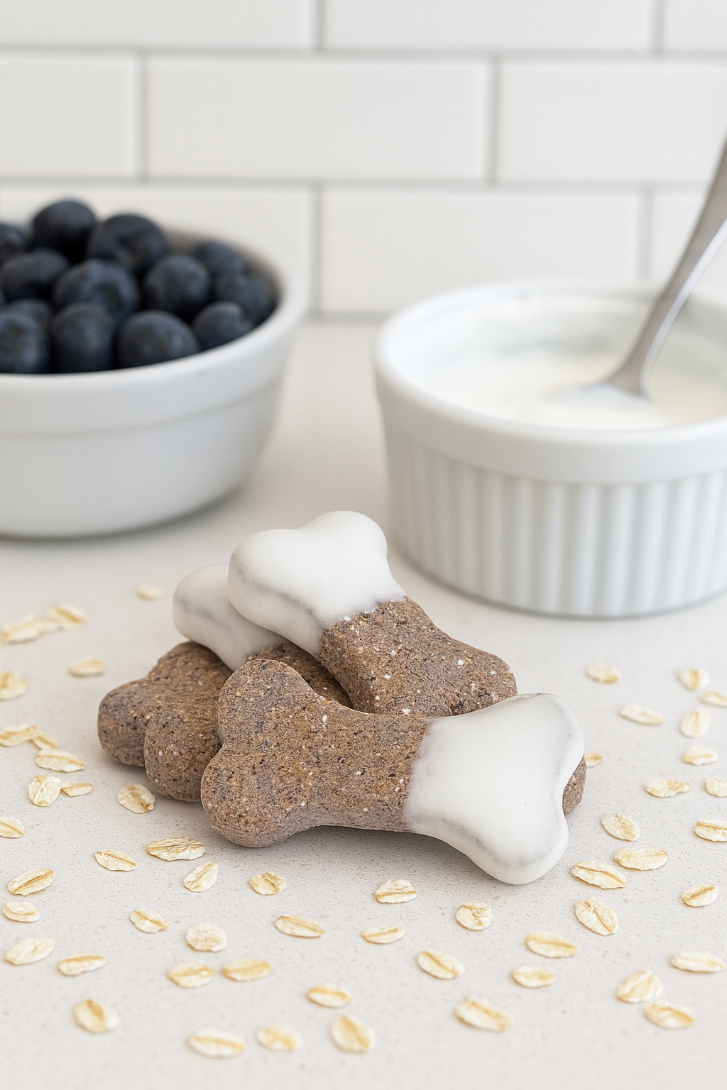 Glazed Blueberry + Oat Bones 🦴 Handmade Organic Gluten-Free Dog Treats