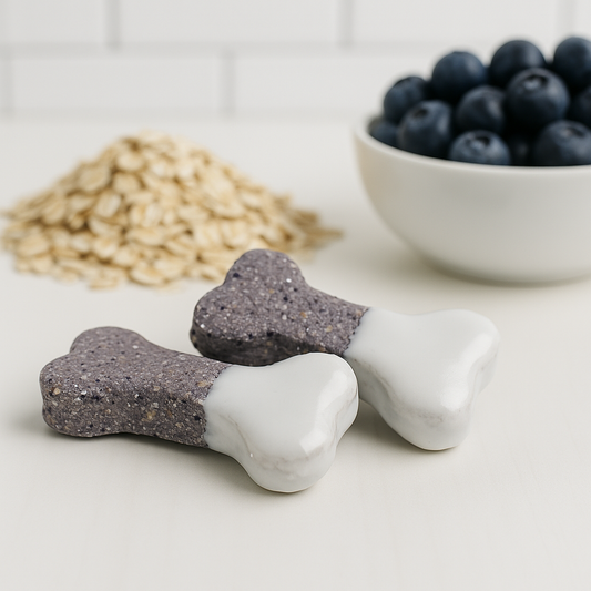 Glazed Blueberry + Oat Bones 🦴 Handmade Organic Gluten-Free Dog Treats
