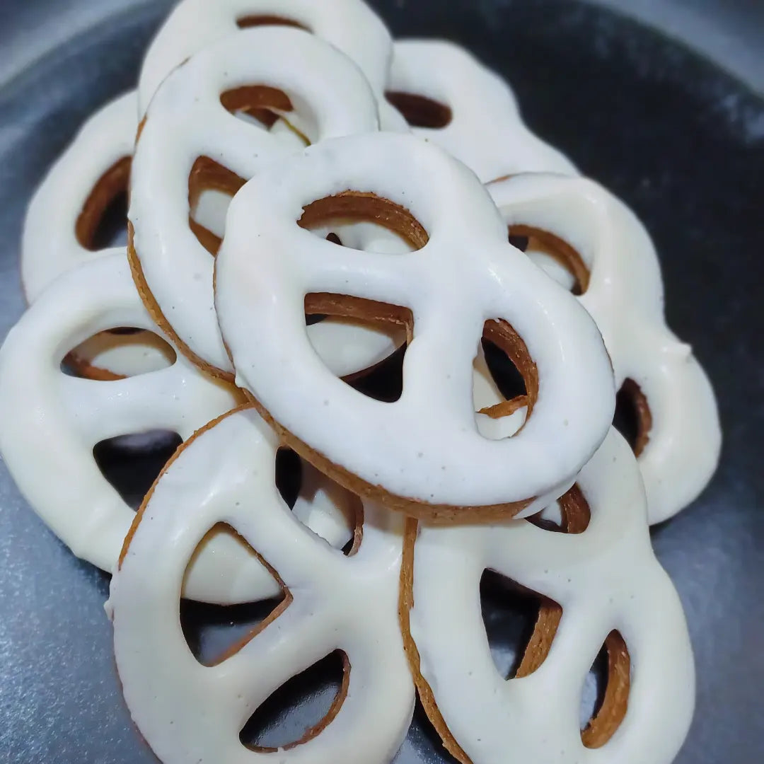 Glazed Peanut Butter Pretzel Organic Dog Treats - Close Up