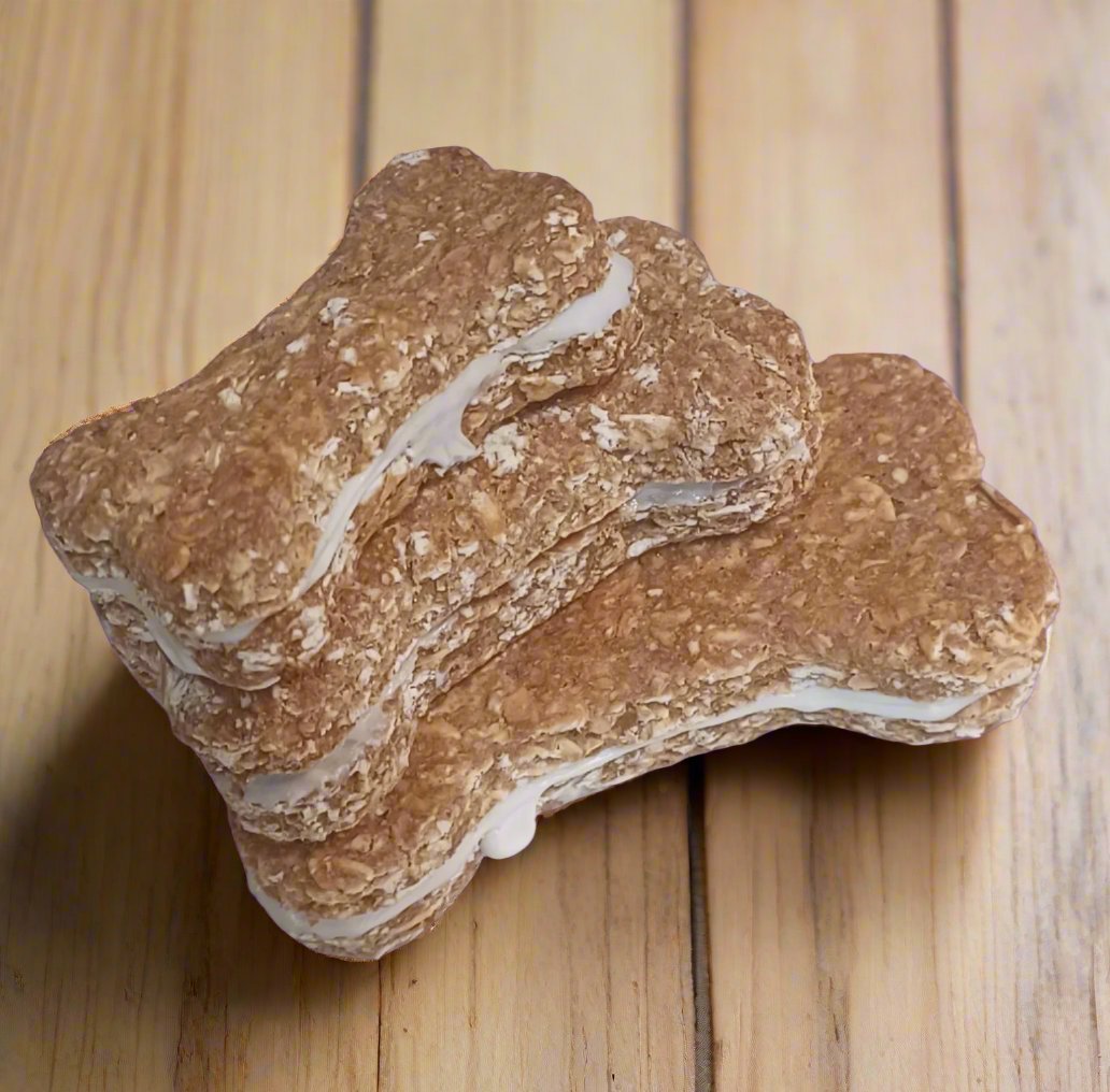 Oatmeal Cream Pie Sandwich Organic Dog Treats - Up Close