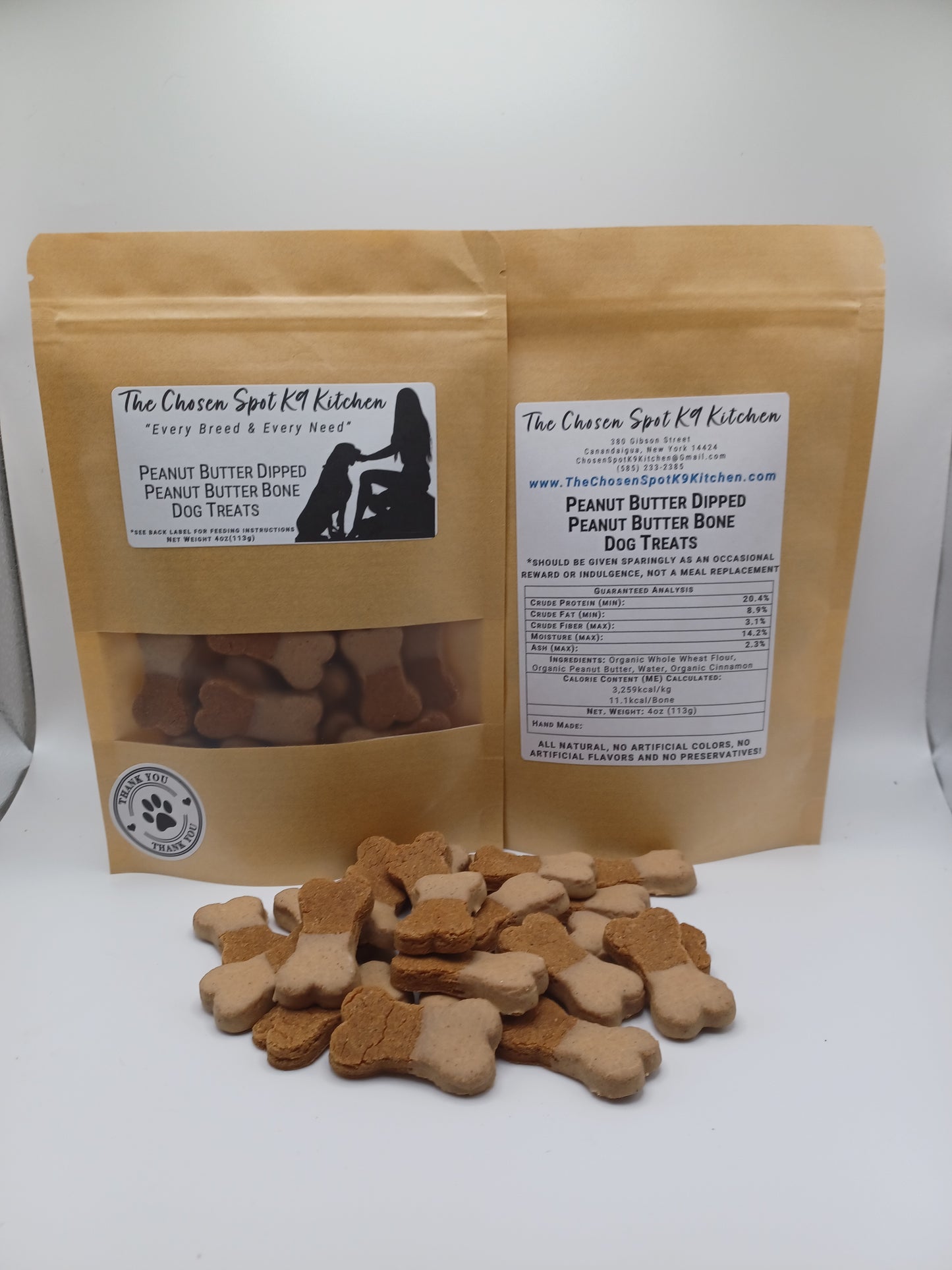 Peanut Butter Dipped Peanut Butter Bone Organic Dog Treats (Gluten Free)