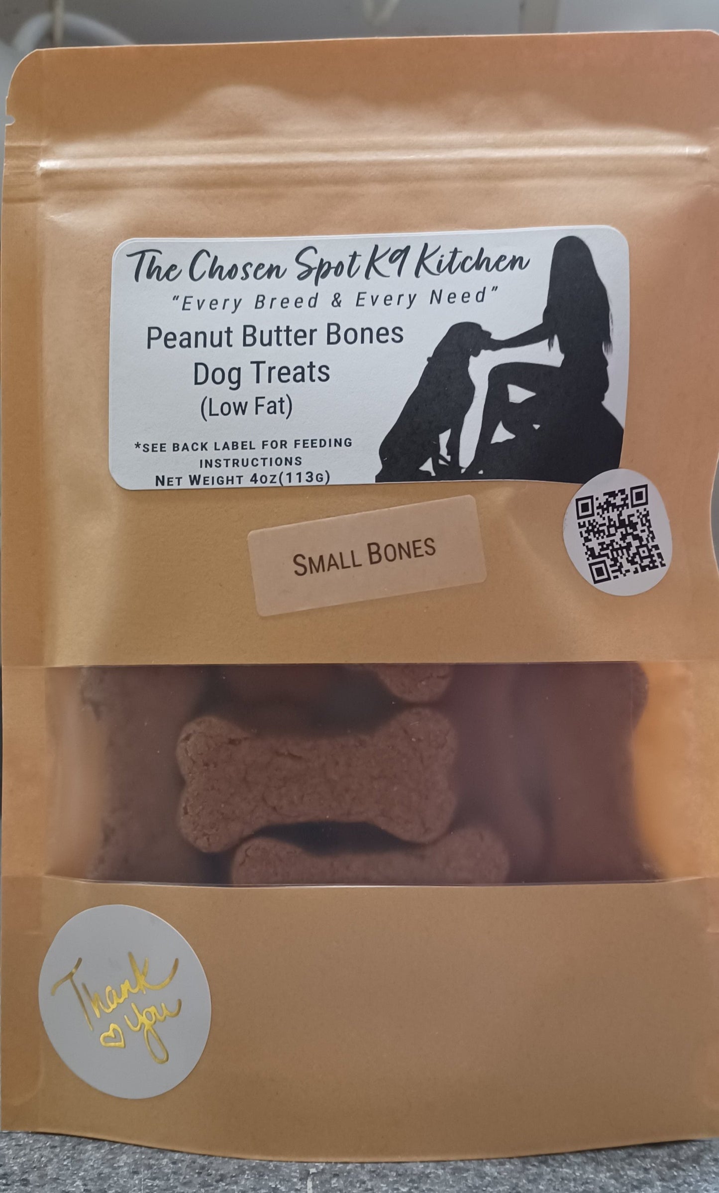 Peanut Butter Bones (Low-Fat) organic dog treats front of package