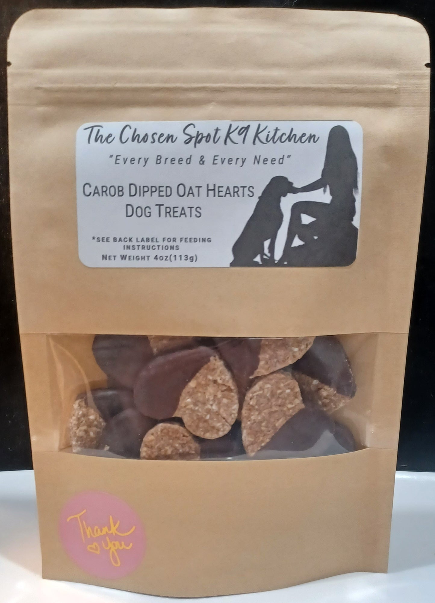 Carob Dipped Oatmeal Heart Dog Treats