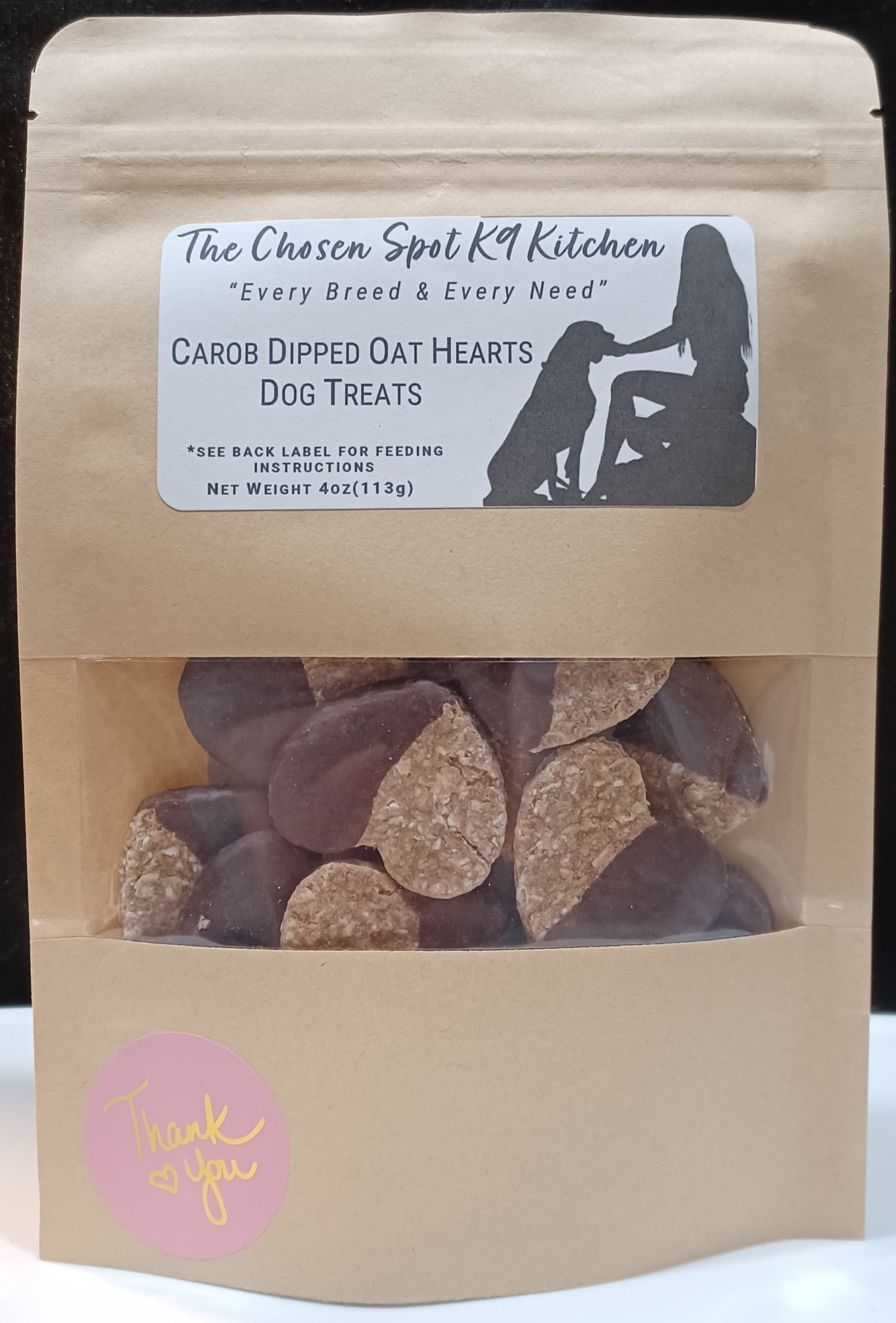 Carob Dipped Oatmeal Heart Dog Treats