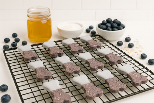 Glazed Blueberry + Oat Bones 🦴 Handmade Organic Gluten-Free Dog Treats