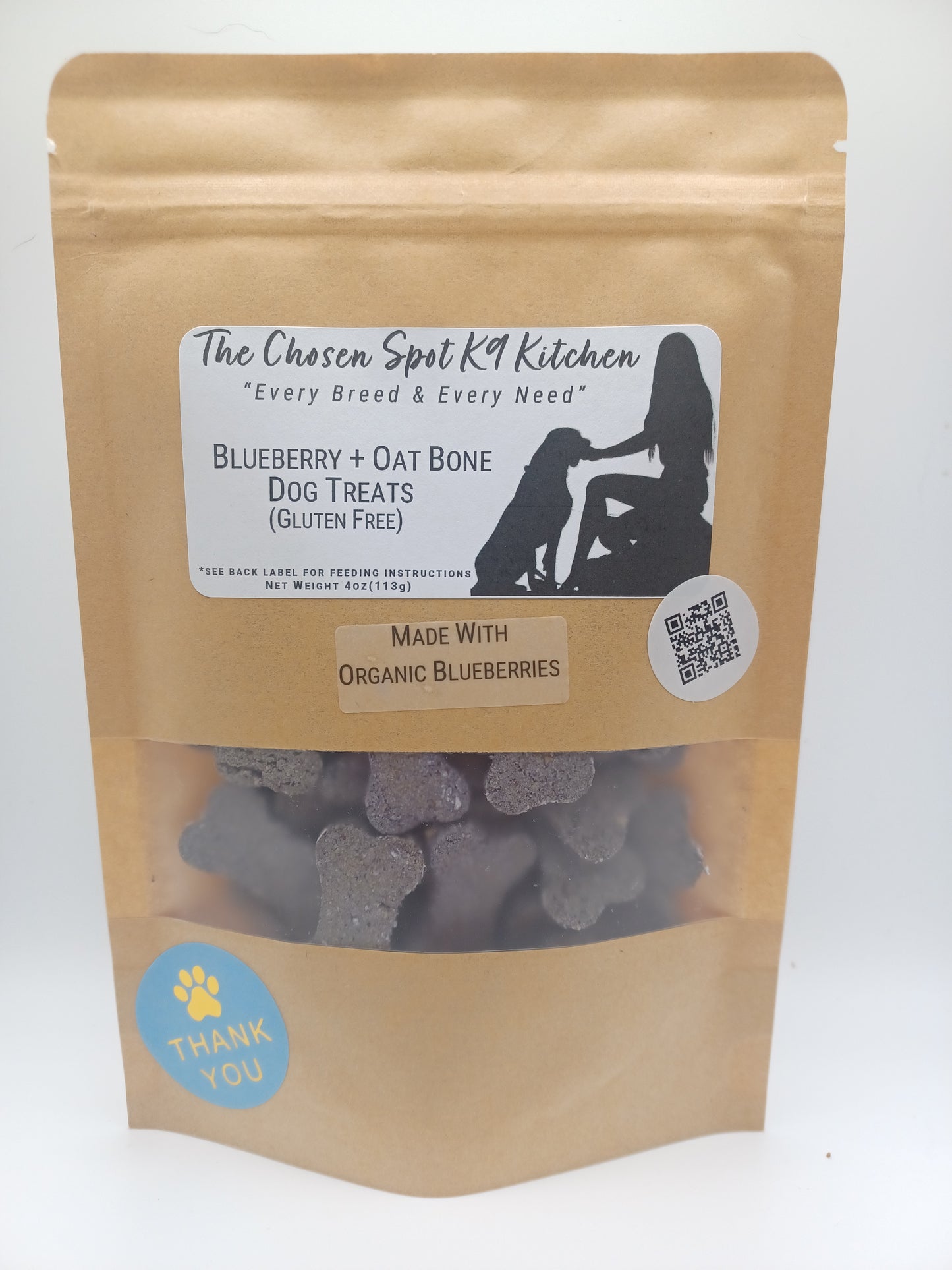 Blueberry Oat Bones Organic Dog Treats - FRONT Label