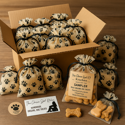 Bulk Organic Dog Treat Sampler Bags – Handmade Party Favors for Events & Giveaways🎁
