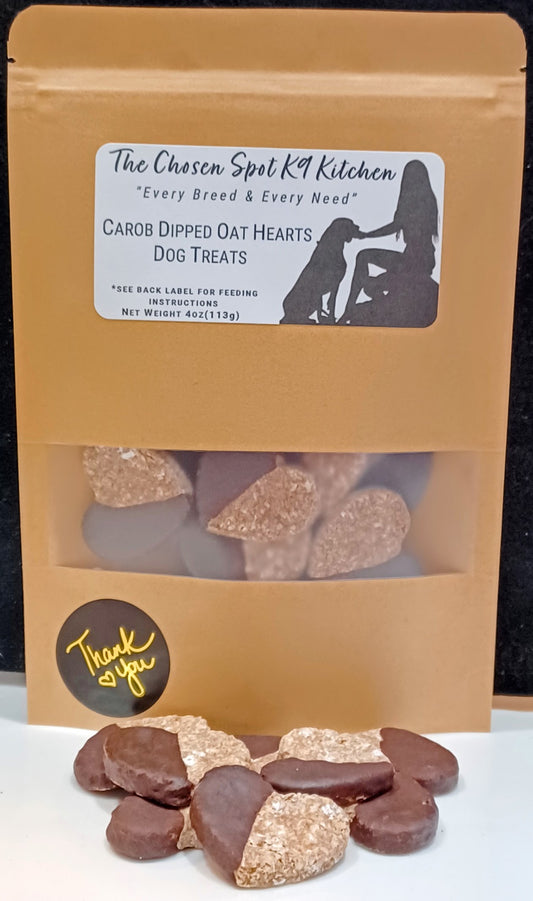 Carob Dipped Oatmeal Hearts Dog Treats
