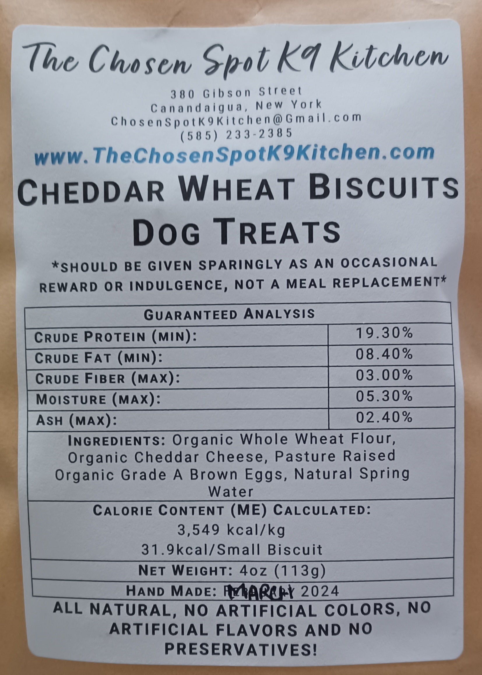 Cheddar Wheat Biscuit Dog Treats-The Chosen Spot K9 Kitchen