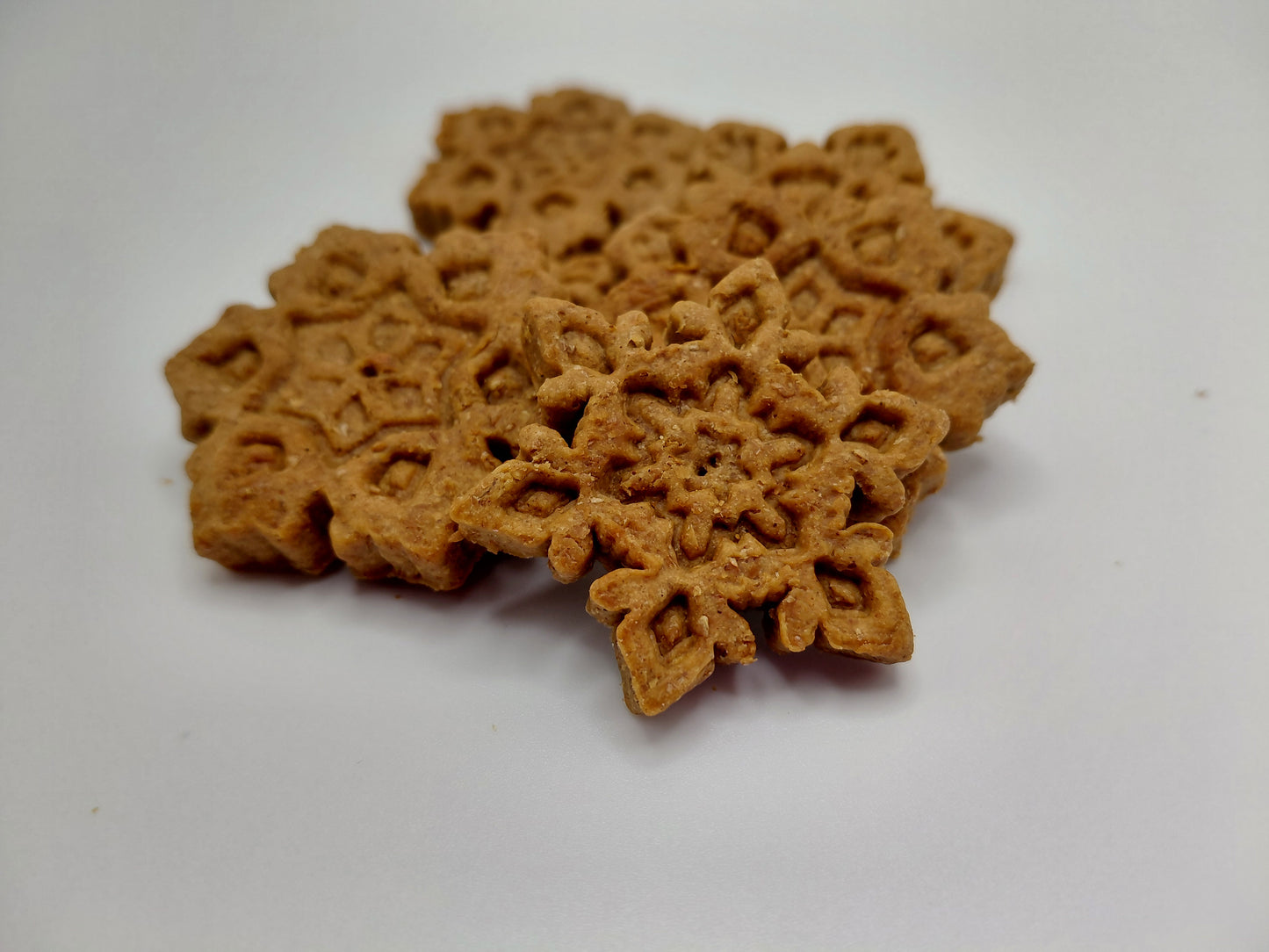 Peanut Butter Snowflakes, handmade organic dog treats from The Chosen Spot K9 Kitchen