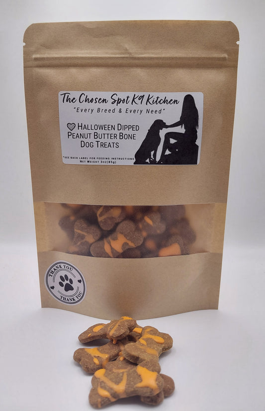 Halloween Dipped Peanut Butter Bones - Organic Dog Treats