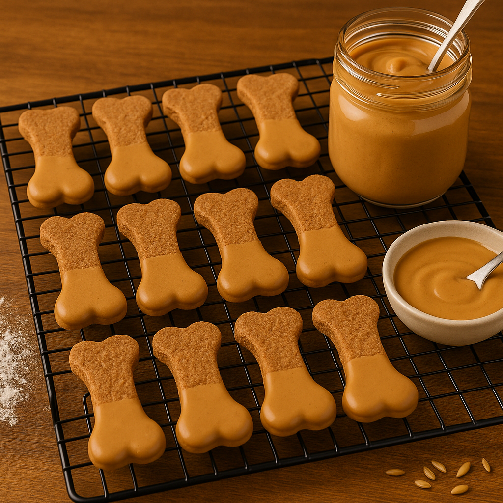 Peanut Butter Dipped Peanut Butter Bones🥜 Organic Handmade Gluten-Free Dog Treats