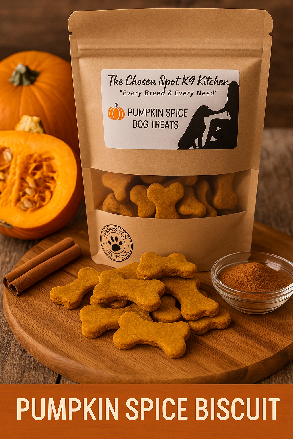 Pumpkin Spice Biscuits 🎃 Handmade Organic Fall Dog Treats