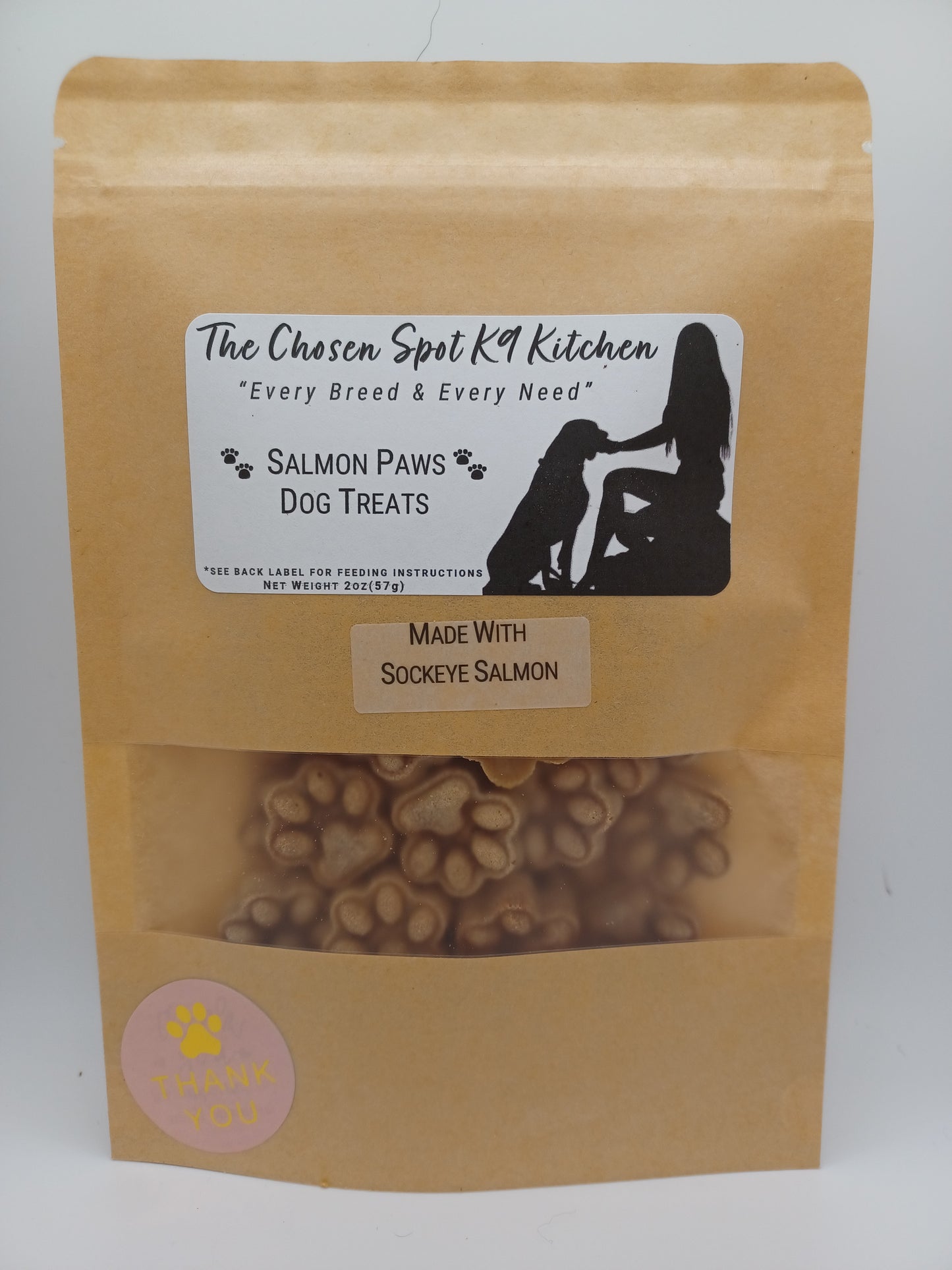 Salmon Paws Organic Dog Treats - FRONT Label