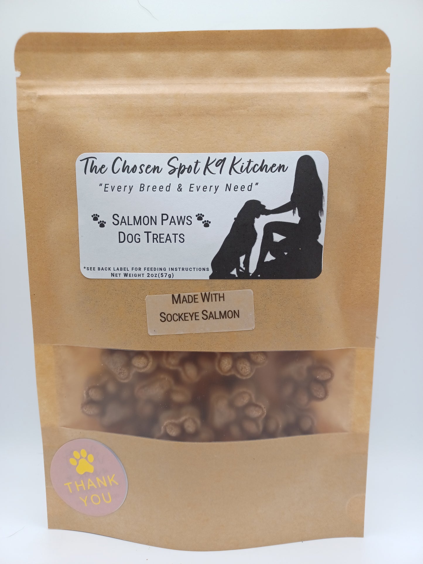 Salmon Paws Organic Dog Treats - FRONT Label