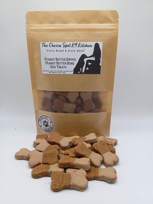 Peanut Butter Dipped Peanut Butter Bone Organic Dog Treats (Gluten Free)
