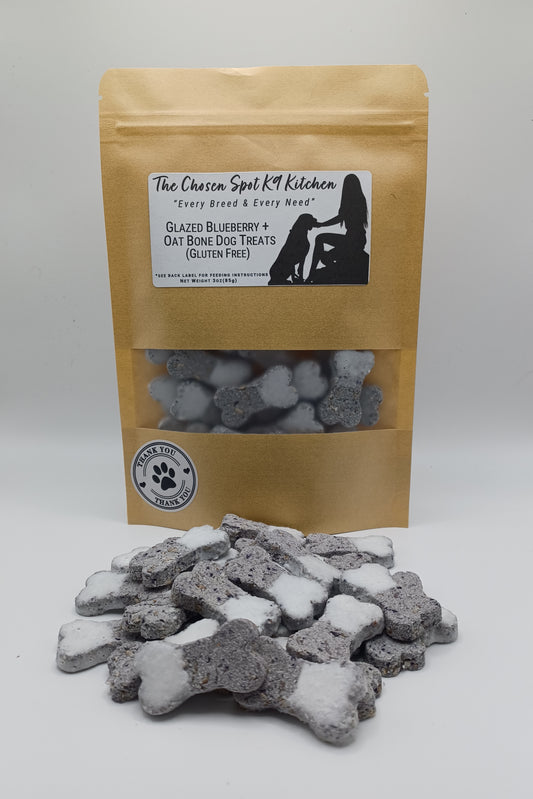 Glazed Blueberry + Oat Bone Dog Treats (Gluten-Free) 🦴